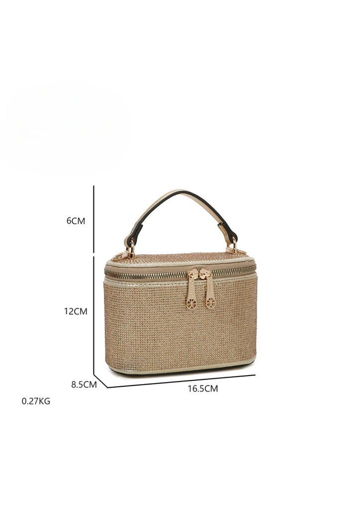 Women's Hand Bag Cross Body Bag Gold Shiny Makeup Shoulder Bridal Fashion Bag image 2