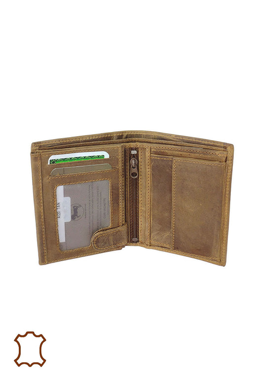 Men's Greased Leather Skull Design Wallet Comfortable Multi Pockets Wallets image 1
