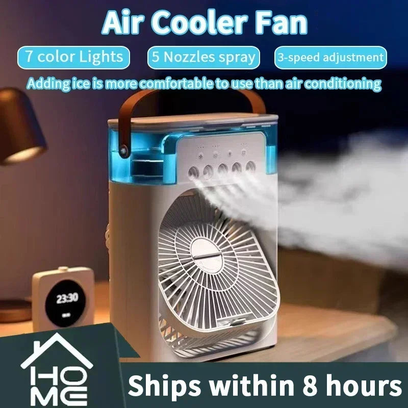 3 In 1 New Fan AIr Conditioner Household Small Air Cooler LED Night Light Portable Humidifier Air Adjustment Fan Office Home Fan