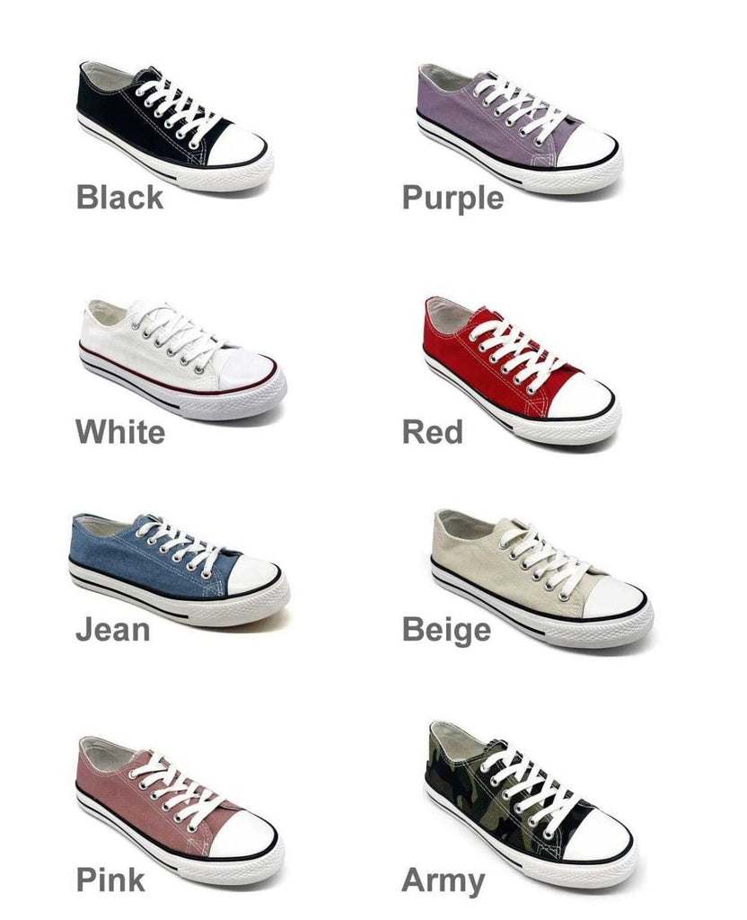 Womens Girls Canvas Shoes Ladies Trainers Plimsolls Lace Up Flat Pumps Sneakers image 0