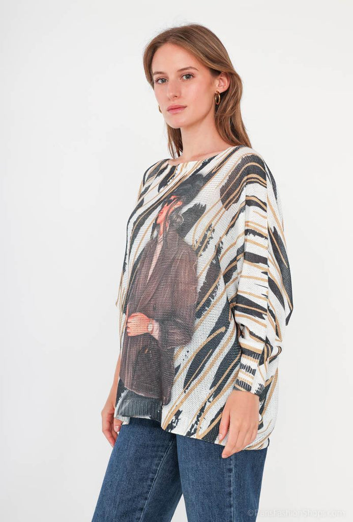 Women's T-shirt Long Sleeve Printed T-Shirt Boat Neck Outdoor Travel Shirts image 3