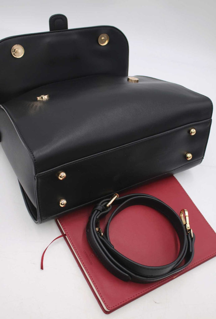 Ladies Leather Effect Handbag With Clasp Multi Pockets Stylish Comfortable Bag image 3