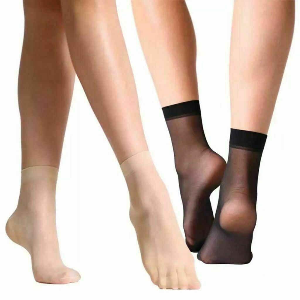 Ladies Nylon Sheer Transparent Thin Clear Fishnet Dress Work Ankle Socks 2 Pairs image 0