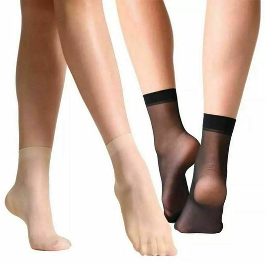 Ladies Nylon Sheer Transparent Thin Clear Fishnet Dress Work Ankle Socks 2 Pairs image 0