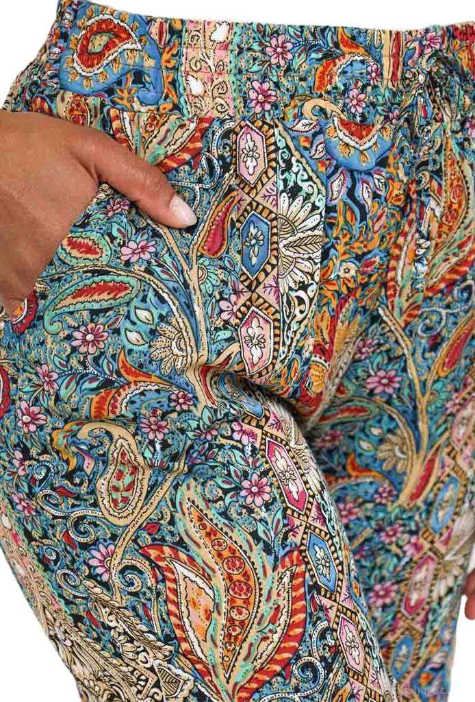 Ladies Women’s Trousers Palazzo Trousers Baggy Wide Leg Flared Pants Printed Pan image 1