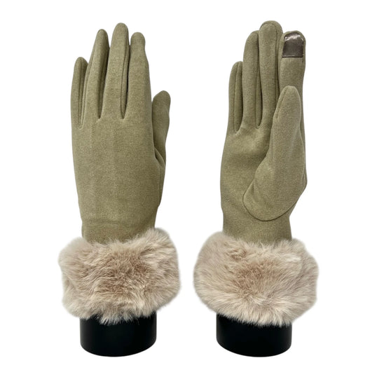 Ladies Touch Screen Fur Gloves