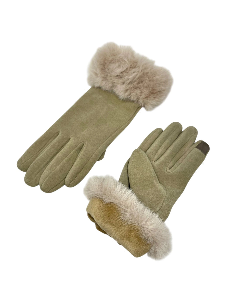 Ladies Touch Screen Fur Gloves