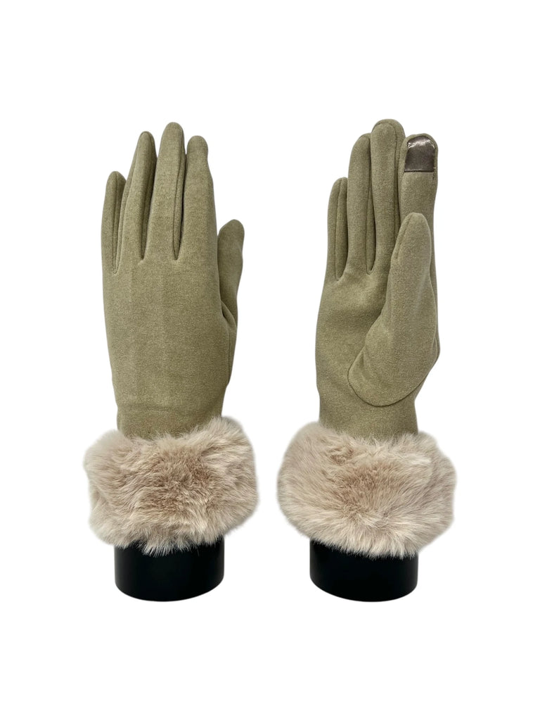 Ladies Touch Screen Fur Gloves