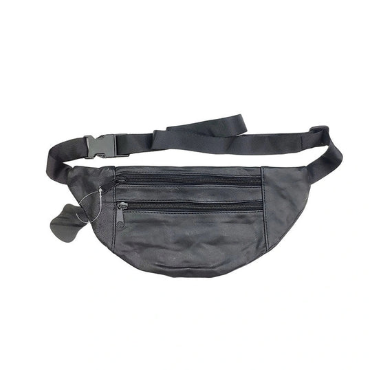 Small flat leather fanny pack