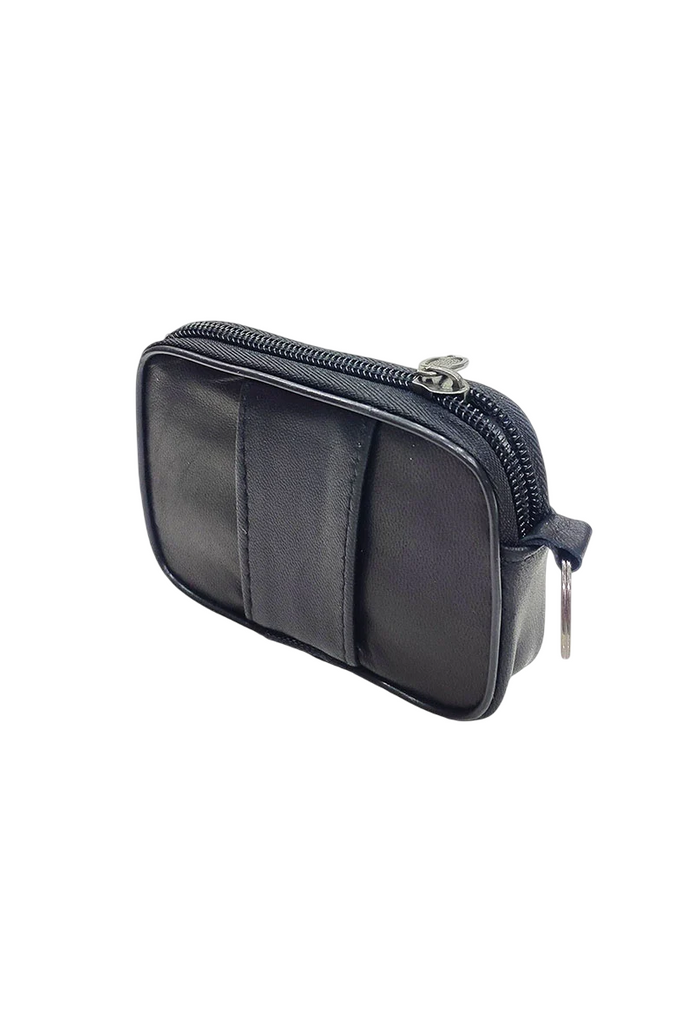 Leather Belt Pouch Men Small Zippered Utility Wallet Key Ring Genuine Leather