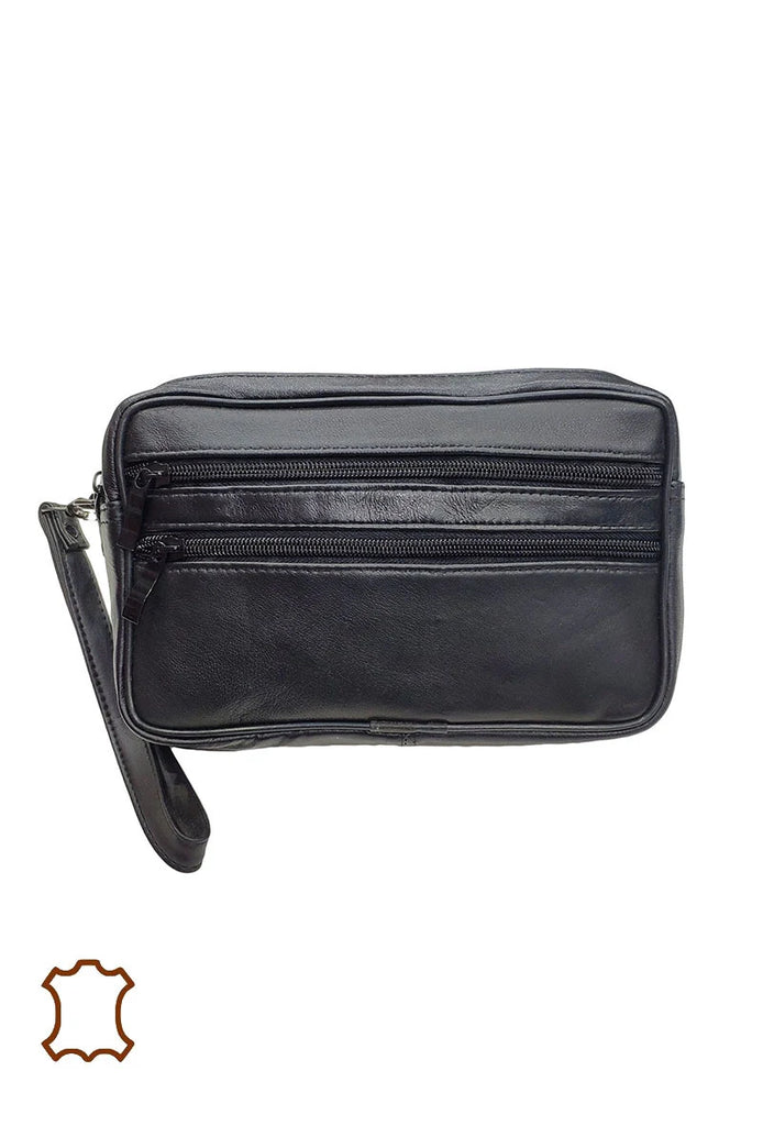Simple leather hand pouch