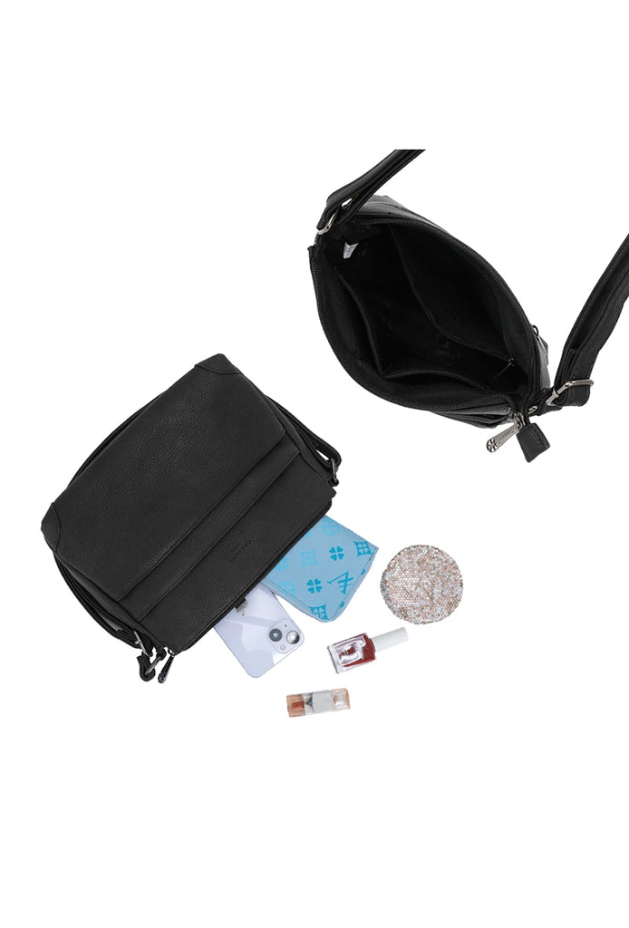 Womens Leather Shoulder Bag Black